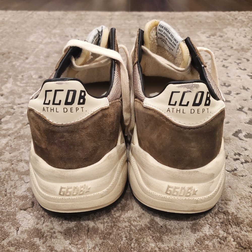 Golden Goose Running Sole Sneakers in Olive-Green Mesh and Leather - Picture 9 of 12
